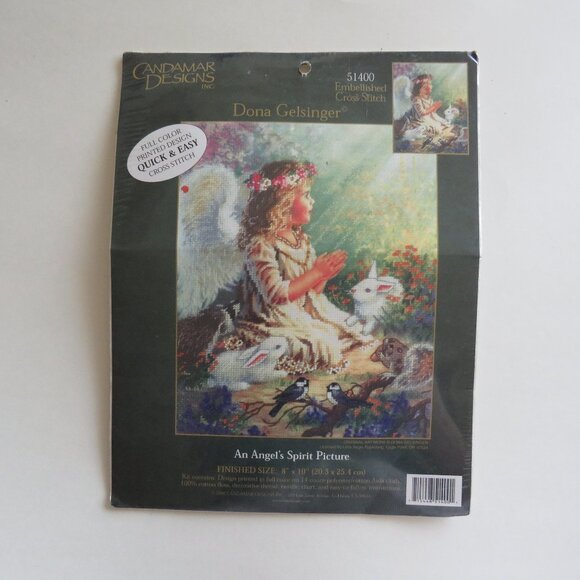 An Angel’s Spirit Picture Embellished Cross Stitch Kit #51400, 2002 - Picture 1 of 6